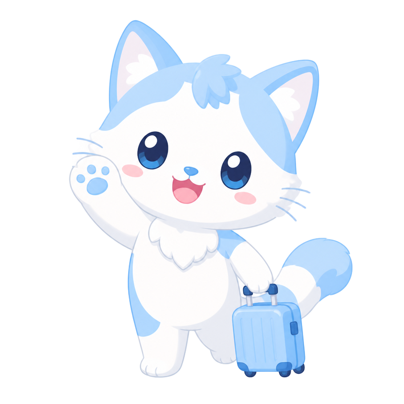 Lumi the cat mascot representing the Japanese · JLPT learning path